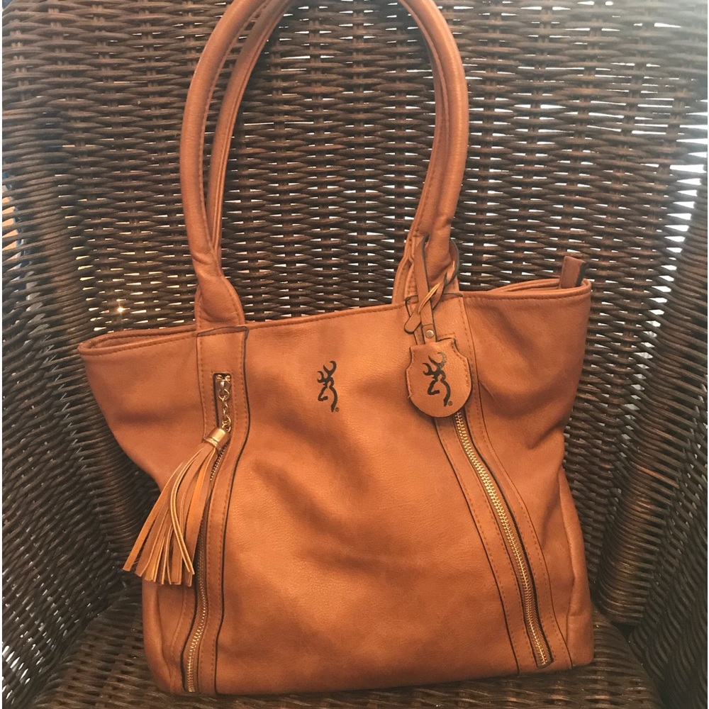 Browning brown faux leather concealed carry purse